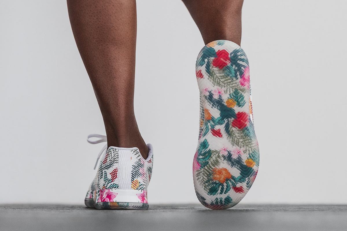 Nobull Superfabric Court Women's Trainers White Floral | Australia (MJ0784)
